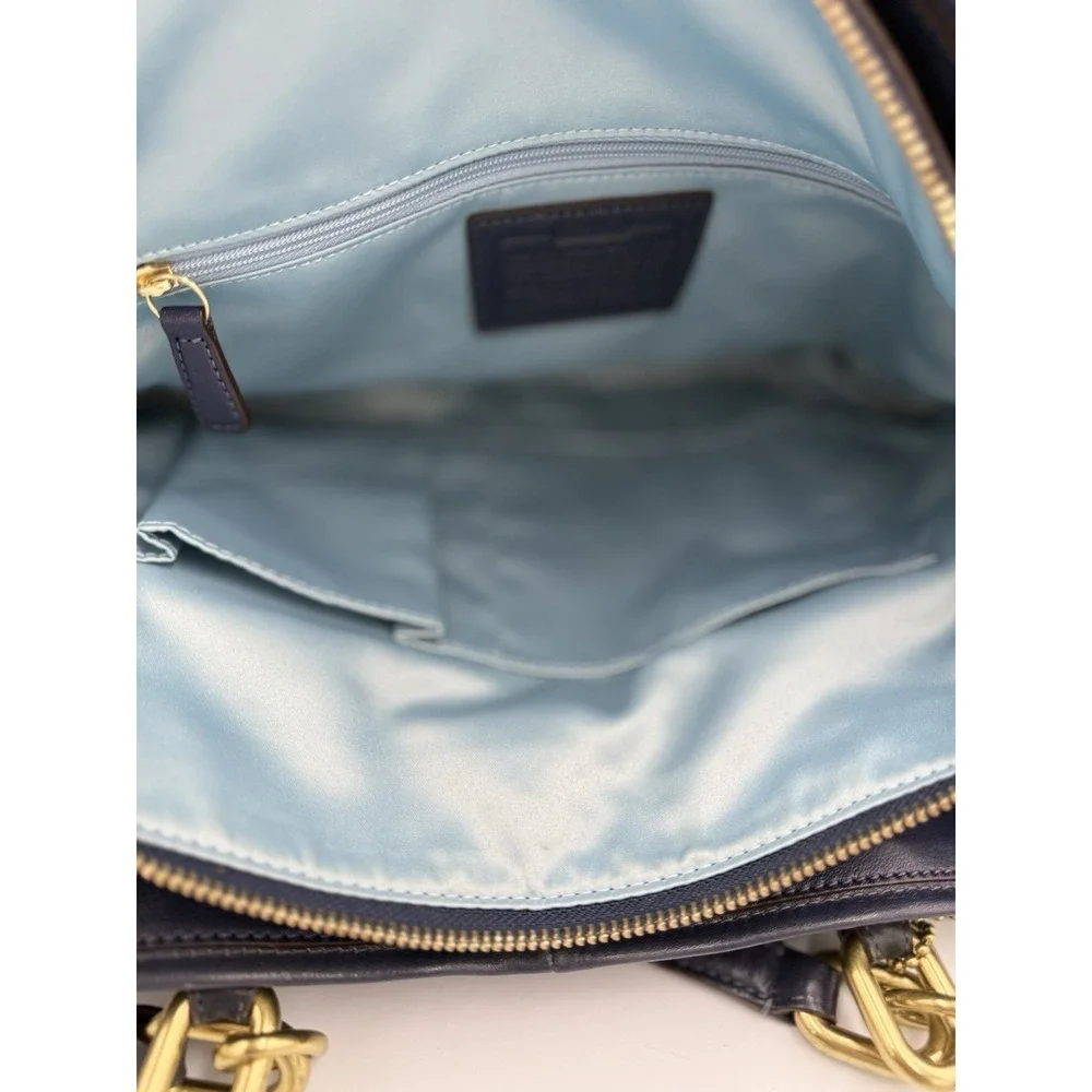 Coach Chelsea Jayden Blue Leather Carryall Handbag Gold Hardware #17811 - Picture 7 of 14